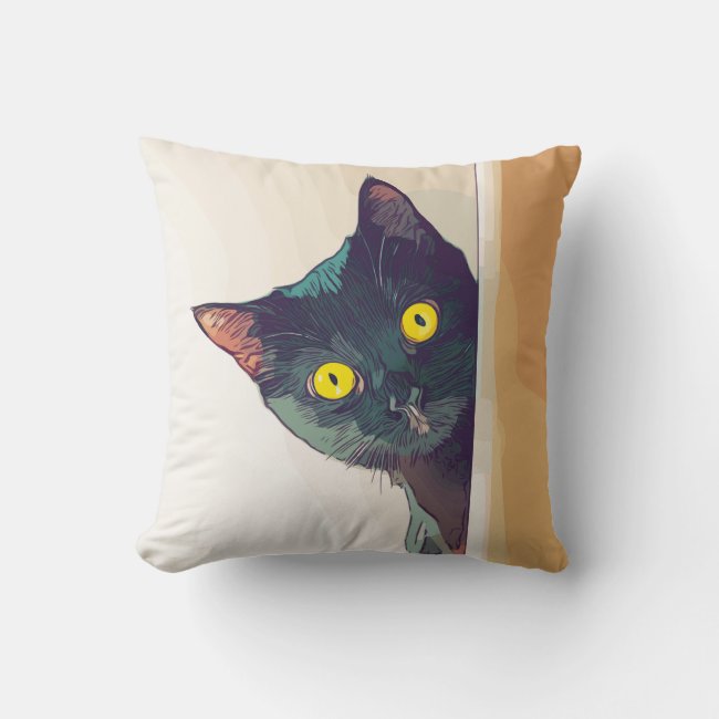 Cute Peeking Cat Design Throw Pillow