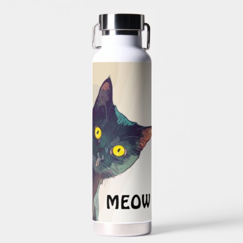 Cute Peeking Cat Design Water Bottle