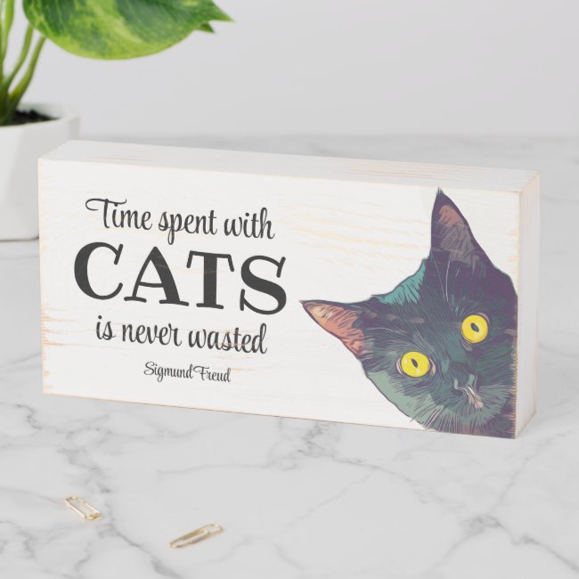Cute Peeking Cat Design Wood Box Sign