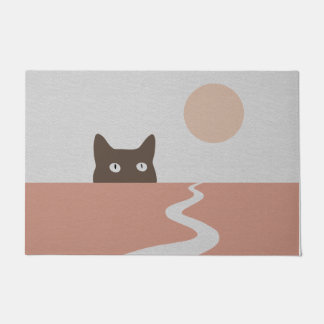 Cute Peeking Cat Doormat | Sunset Doormat Decor