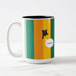 Cute Peeking Cat Funny Cat Lover Gift Two-Tone Coffee Mug