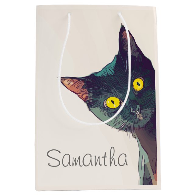 Cute Peeking Cat Gift Bag (Front)