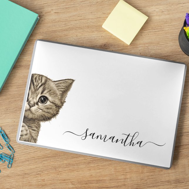 Cute Peeking Cat Kitten Personalized  HP Laptop Skin (Creator Uploaded)