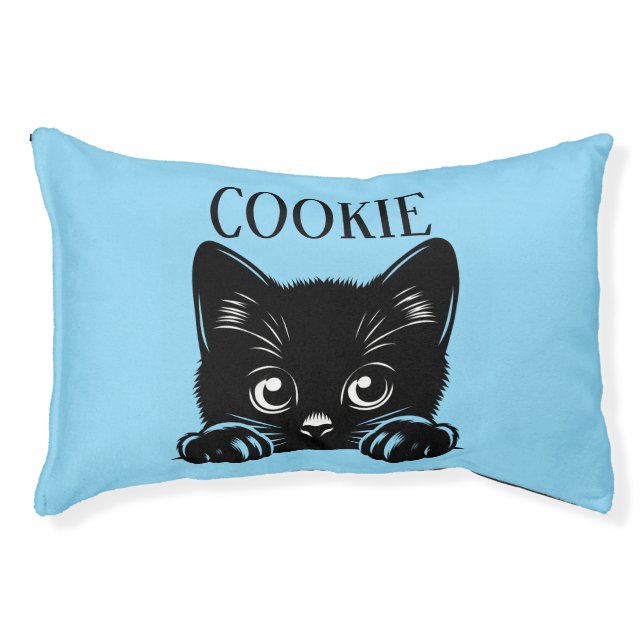 Cute Peeking Cat Personalized Pet Bed (Front)
