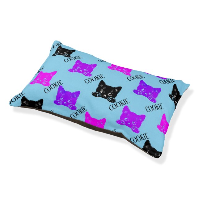 Cute Peeking Cat Personalized Pet Bed (Angled)