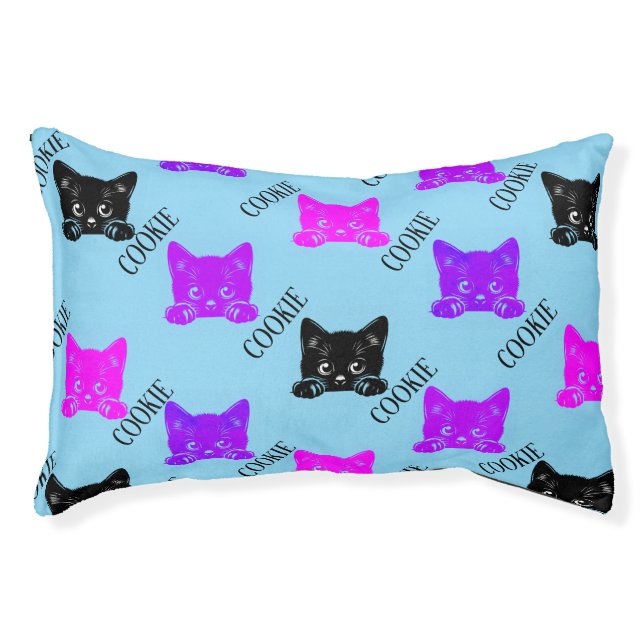 Cute Peeking Cat Personalized Pet Bed (Front)
