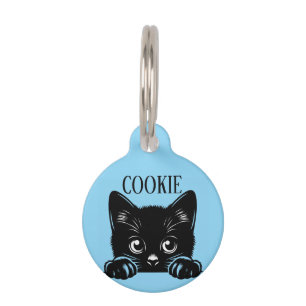 Cute Peeking Cat Pesonalized  Pet ID Tag