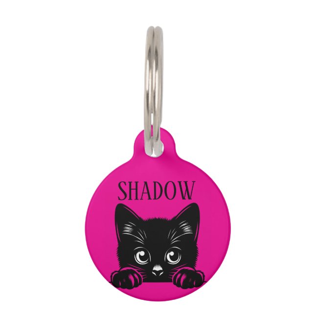 Cute Peeking Cat Pesonalized  Pet ID Tag (Front)