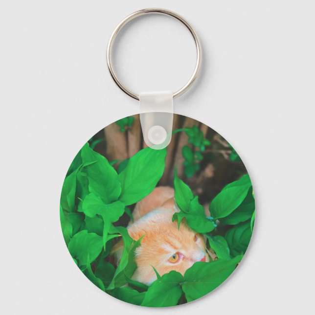 Cute peeking cat phot print keychain (Front)