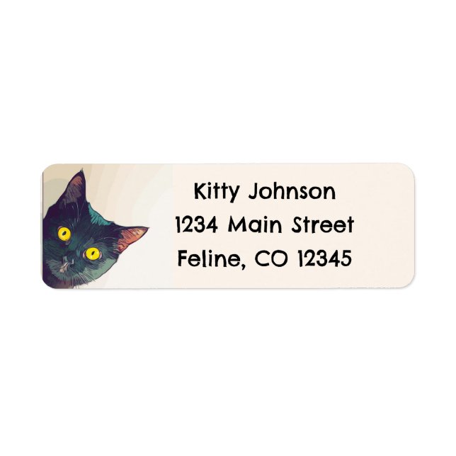Cute Peeking Cat Return Address Sticker (Front)