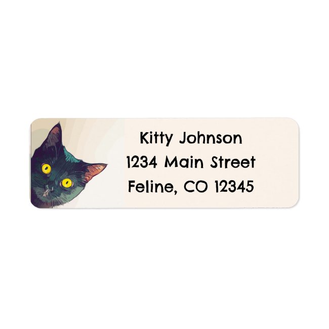 Cute Peeking Cat Return Address Sticker