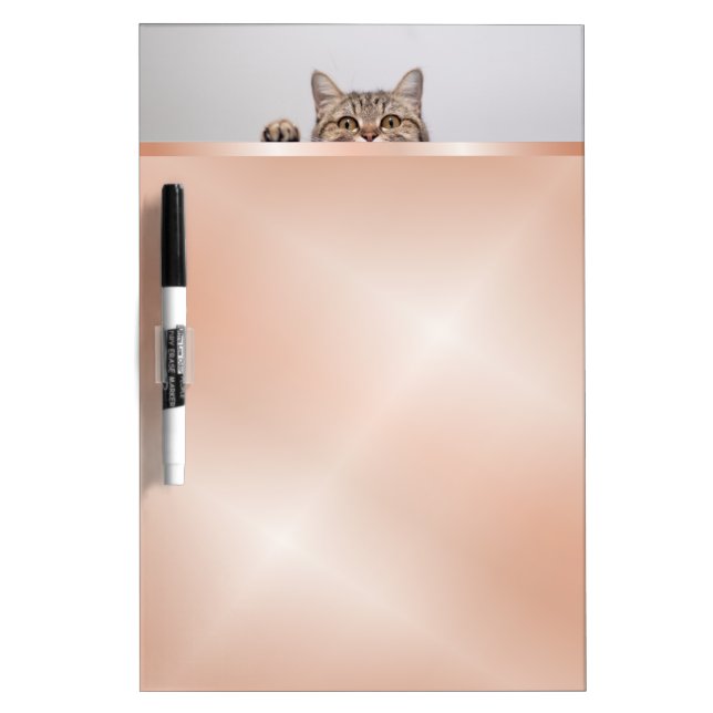 Cute Peeking Cat Rose Gold Dry Erase Board (Front)