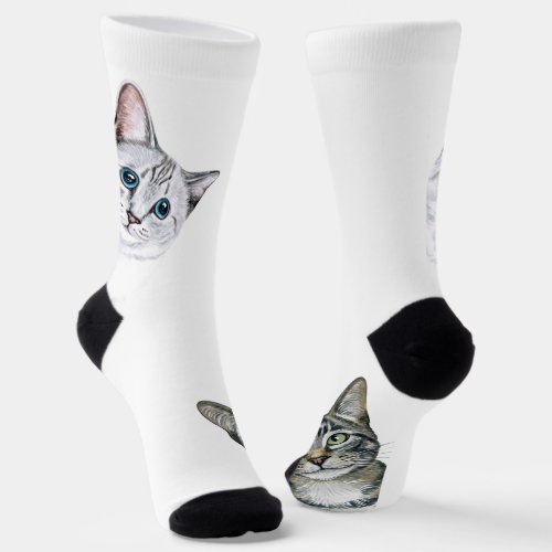 Cute Peeking Cat  Socks