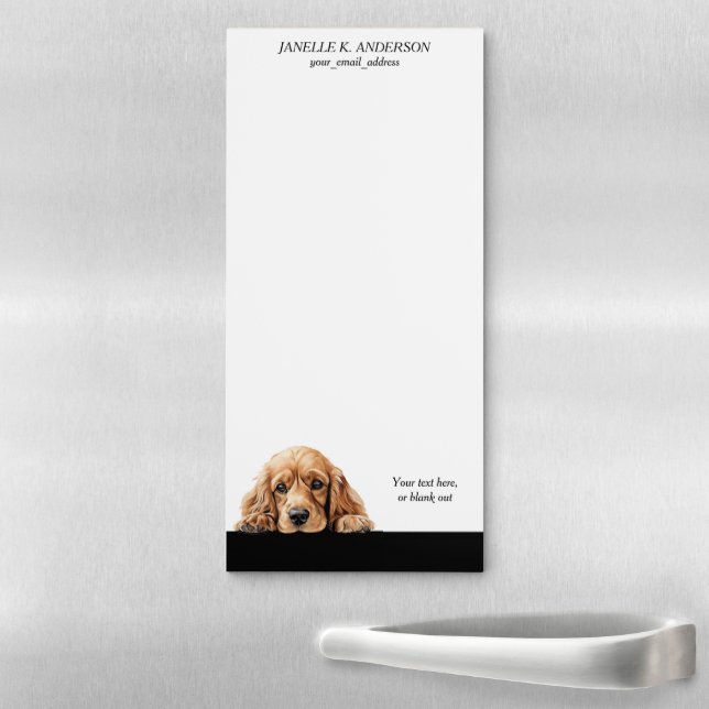Cute Peeking Cocker Spaniel Dog Magnetic Notepad (In Situ)