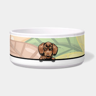 Cute Peeking Dachshund, food or drink Bowl