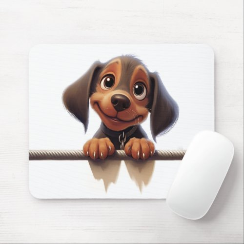 Cute Peeking Dachshund Mouse Pad