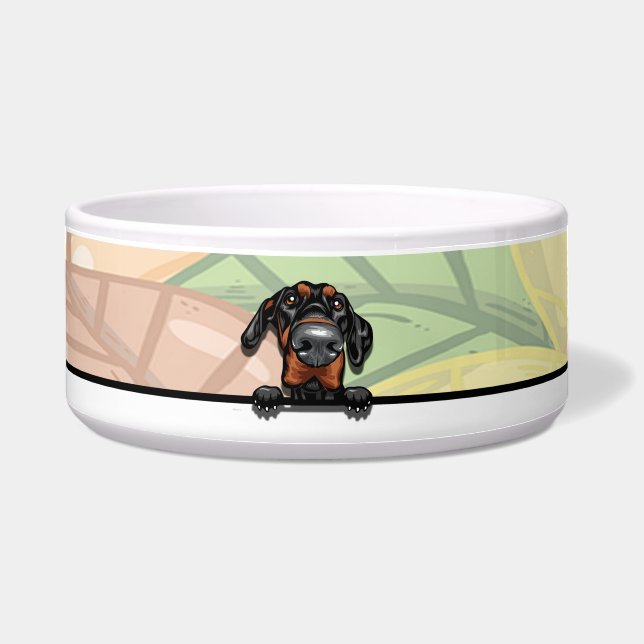 Cute Peeking Dobermann, food or drink Bowl (Front)