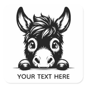 Cute Peeking Donkey Sticker with Custom Text