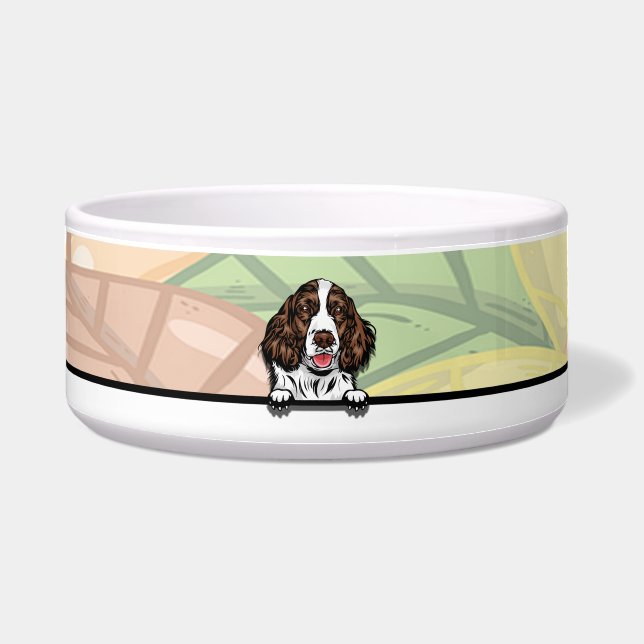Cute Peeking English Spaniel, food or drink Bowl (Front)