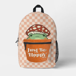 Cute Peeking Frog and Planter Just Be Hoppy Printed Backpack