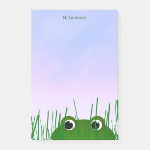 Cute peeking frog personalized post-it notes
