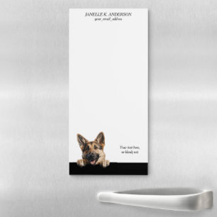 Cute Peeking German Shepherd Dog Magnetic Notepad