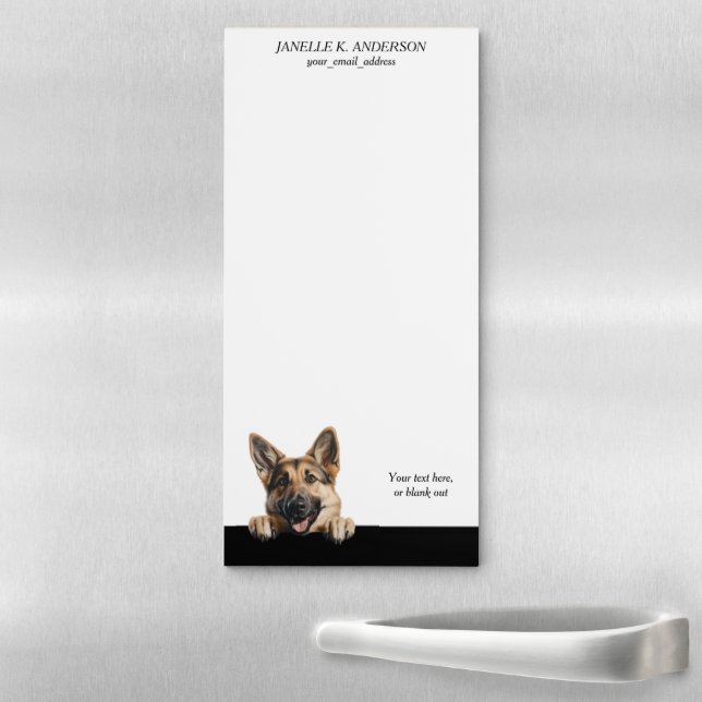 Cute Peeking German Shepherd Dog Magnetic Notepad (In Situ)