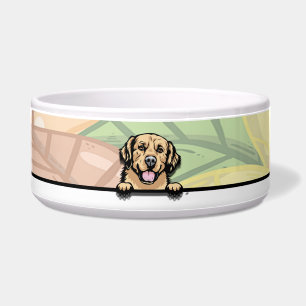 Cute Peeking Golden Retreiver, food or drink Bowl