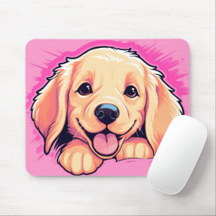 Cute Peeking Golden Retriever Dog Mouse Pad