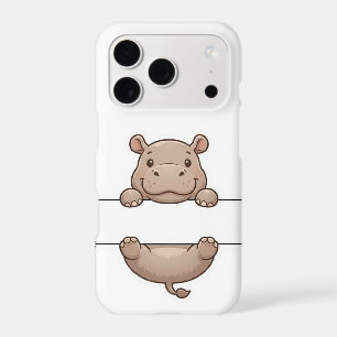 Cute Peeking Hippo Name Frame Split Monogram iPhone 17 Pro Case