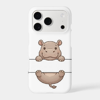 Cute Peeking Hippo Name Frame Split Monogram iPhone 17 Pro Case