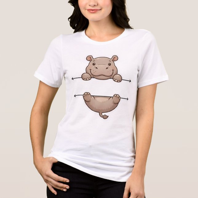 Cute Peeking Hippo Name Frame Split Monogram Tri-Blend Shirt (Front)