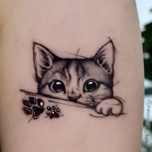 Cute Peeking Kitten & Paw Kawaii Animal Design Temporary Tattoos