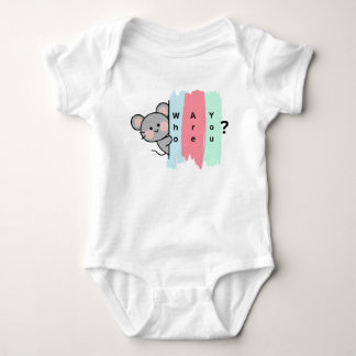 Cute Peeking Mouse "Who Are You?" Funny Baby  Bodysuit
