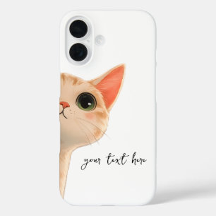 Cute Peeking Orange Tabby Cat Custom Text    iPhone 16 Case