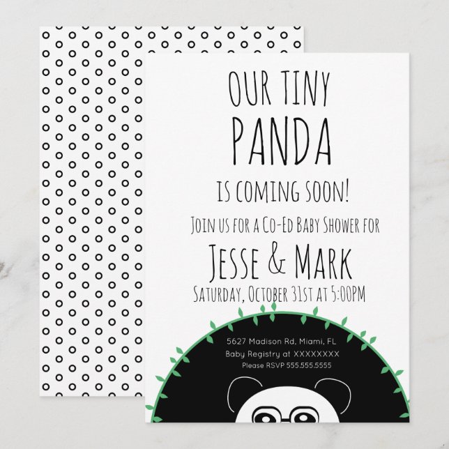 Cute Peeking Panda Baby Shower Invitation (Front/Back)
