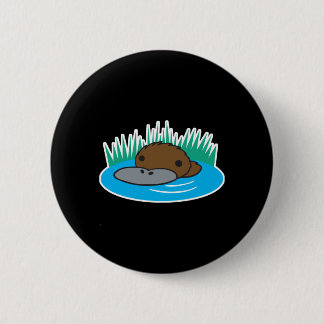 cute peeking platypus button