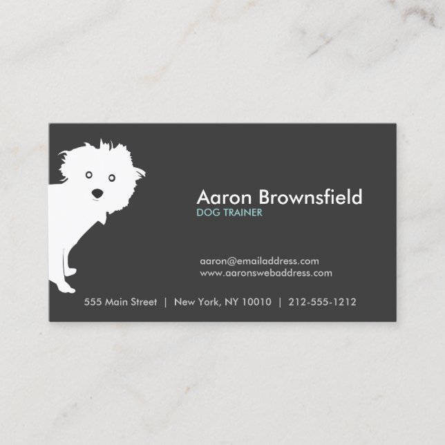 Cute Peeking Pup Gray Business Card (Front)