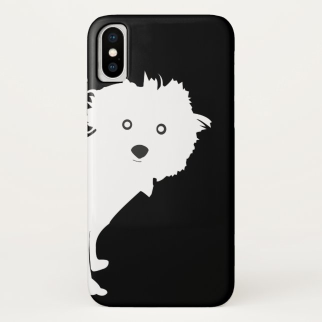 Cute Peeking Pup on Black Case-Mate iPhone Case (Back)
