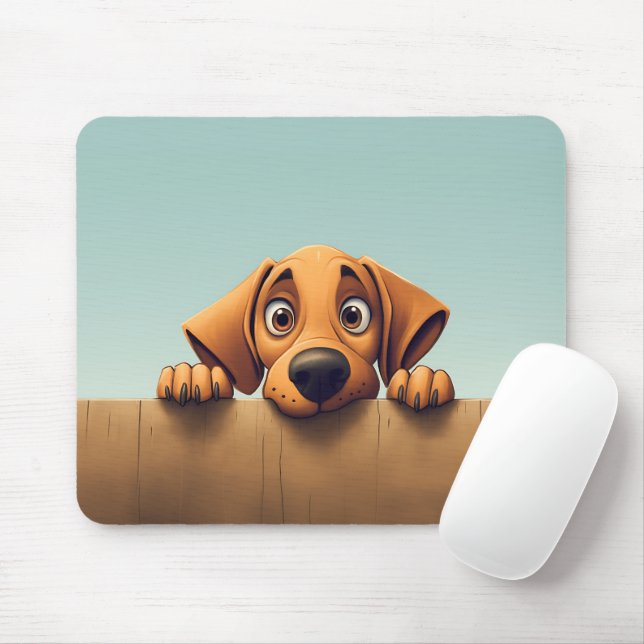 Cute Peeking Rhodesian Ridgeback Dog Mouse Pad (With Mouse)
