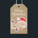 Cute Peeking Santa Christmas Gift Tag<br><div class="desc">Adorable peeking Santa holding a to - from sign christmas gift tag set on a popular kraft background.</div>