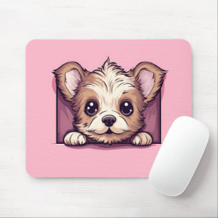 Cute Peeking Yorkshire Terrier Dog Mouse Pad