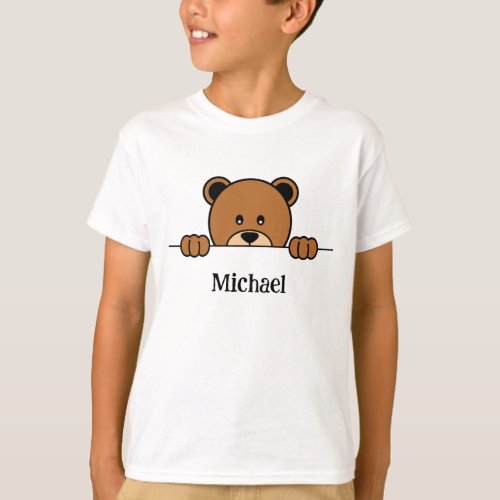 Cute Peeping Bear  Simple Cartoon T_Shirt