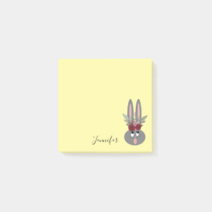 Cute Peeping Easter Bunny Yellow Personalized Post-it Notes