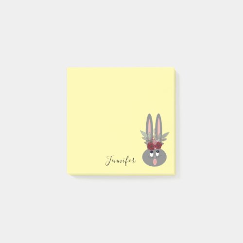 Cute Peeping Easter Bunny Yellow Personalized Post_it Notes