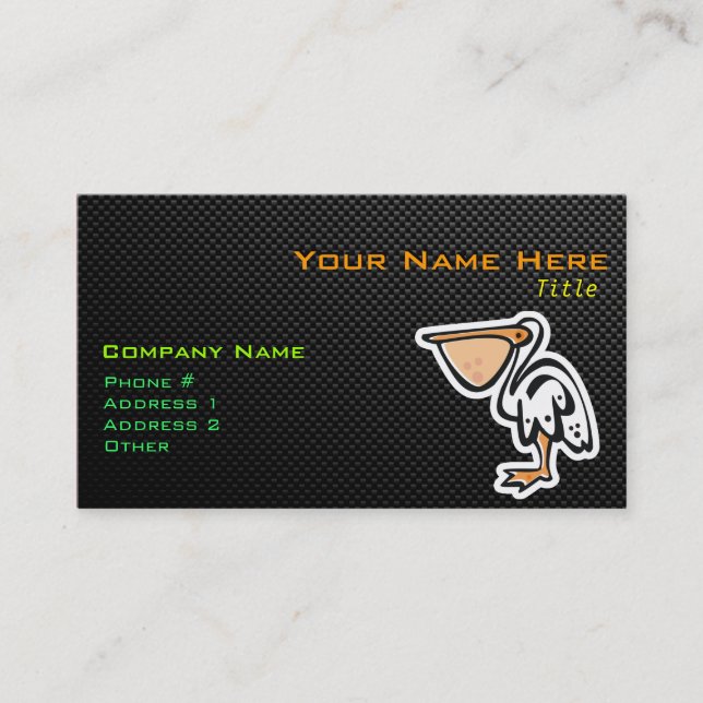Cute Pelican; Sleek Business Card (Front)