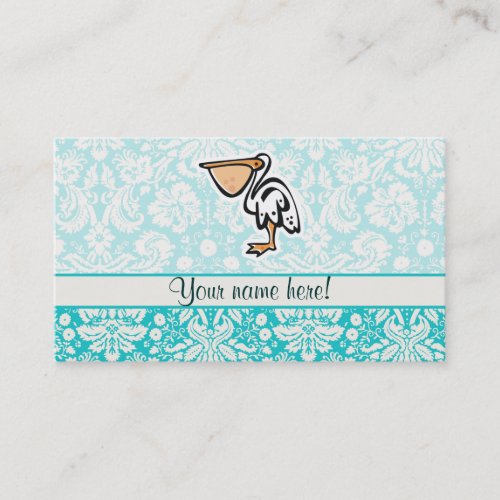 Cute Pelican Teal Business Card