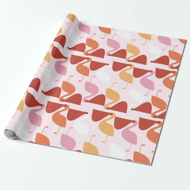 Cute Pelican Wrapping Paper (Unrolled)