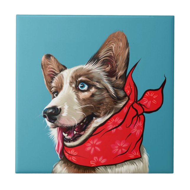 Cute Pembroke Welsh Corgi Ceramic Tile (Front)