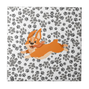 Cute Pembroke Welsh Corgi Ceramic Tile